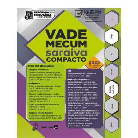 Vade Mecum Compacto 2025 - Vade Mecum Saraiva Compacto - 31ª Edição 2025 | Shopee Brasil