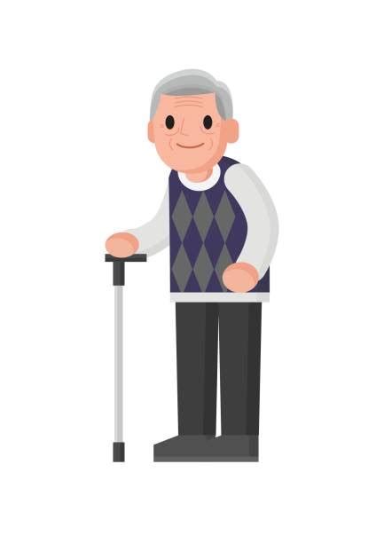 140 Old Man Walking Stick Background Stock Illustrations Royalty Free