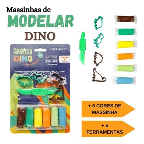 Kit Massinha De Modelar Dino 5 Ferramentas Leo Leo MercadoLivre