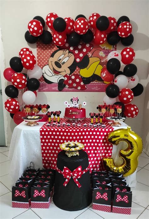 Minnie Mouse Festa Minnie Vermelha Simples Aniversario Minnie