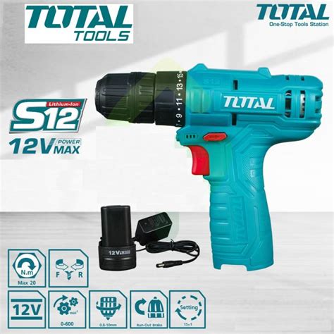 TOTAL TDLI12415 12V Super Select Lithium Ion Cordless Drill 12V