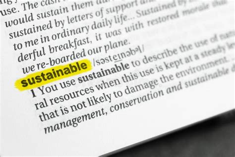 Highlighted English Word Sustainable And Its Definition At The