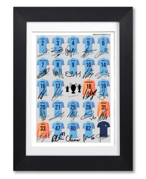 MANCHESTER CITY TREBLE Winners 2023 Team Squad Signed Poster Print