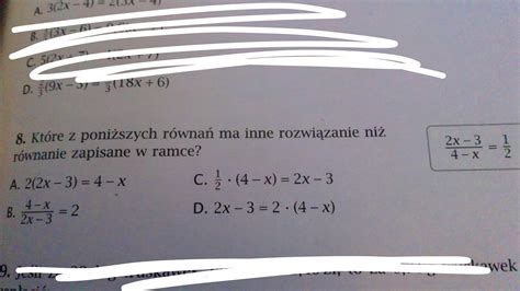 Kt Re Z Poni Szych R Wna Ma Inne Rozwi Zanie Ni R Wnanie Zapisane W Ramce