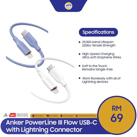 Anker Powerline Iii Flow Usb C To Lightning Cable 3ft 18 Months