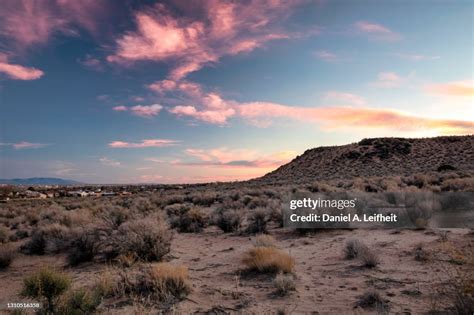 Albuquerque New Mexico At Sunset Seen From Petroglyph National Monument