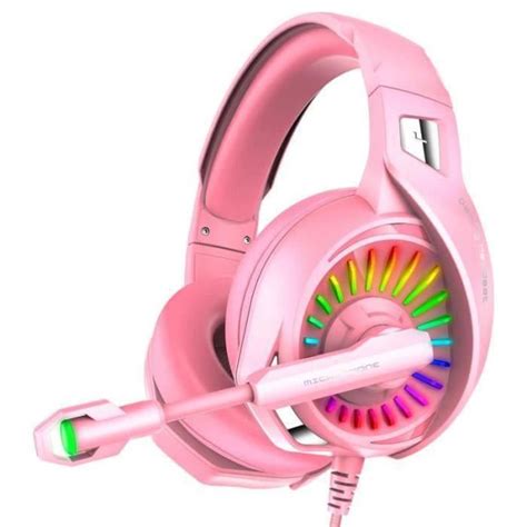 Casque De Jeu Gobro A20 Rose Adapté Aux Casques Ps4 Ps5 Pc Xbox One Avec Microphone à Réduction