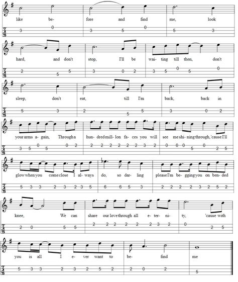 Find Me Sheet Music And Mandolin Tab - Tenor Banjo Tabs