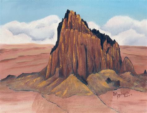 Shiprock Tsé Bit A í Rock With Wings Oil Painting by Barbara