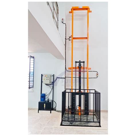 MS Mild Steel Hydraulic Goods Lift Capacity 1 2 Ton For Warehouses