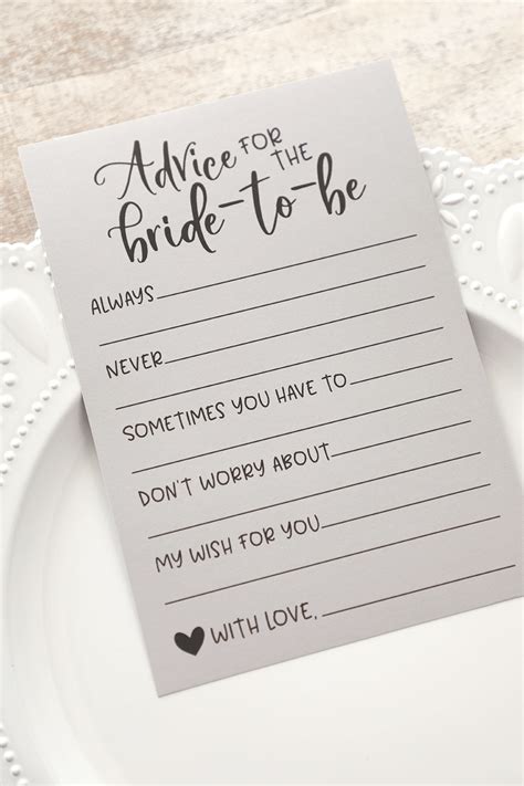 Grey Advice For The Bride Cards Advice For The Bride Cards Etsy