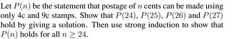 Solved Let P N Be The Statement That Postage Of N Cents Can Chegg