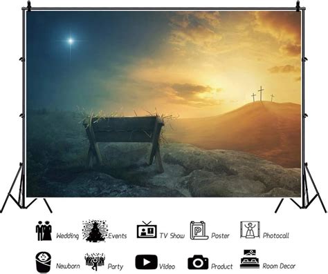 Buy Leowefowa 5x3ft Jesus Christ Backdrop Vinyl Wildland Nativity Scene