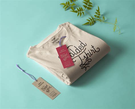 Folded T Shirt With Label Tag Free Mockup Mockup World HQ