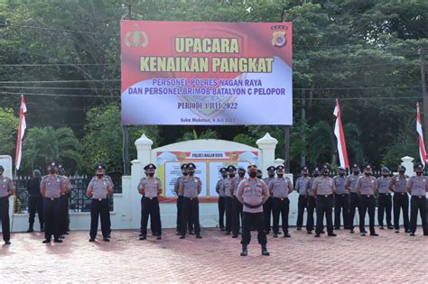 Kapolres Nagan Raya Pimpin Upacara Kenaikan Pangkat Personel Tmt Juli