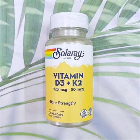 วิตามินดี 3 วิตามินเค 2 Soy Free Vitamin D3 K2 50 Mcg 120 Vegcaps Solaray® Shopee Thailand