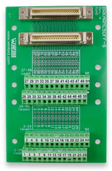 Mdr Pin Dual Breakout Board With Screw Terminals Winford Engineering