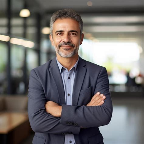 Premium Photo Handsome Senior Business Man With Crossed Arms Smiling