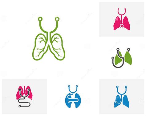 Set Of Stethoscope With Lungs Logo Template Design Vector Emblem