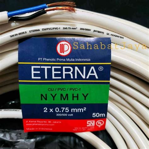 Jual ETERNA Kabel NYMHY 2x0 75 Serabut Putih 2x0 75 Di Seller