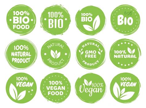 Premium Vector Vegan Food Logo Labels And Tags Vegetarian Eco