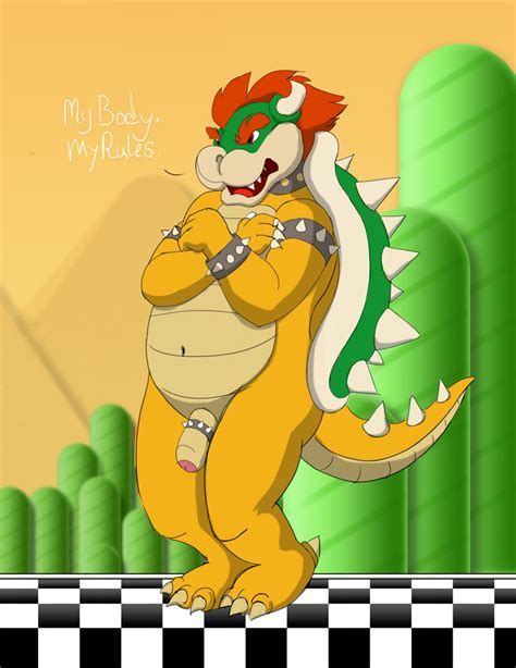 Rule 34 Bowser Cock Ring Flaccid Green Shell Koopa Male Male Only Mario Series Nintendo Nude