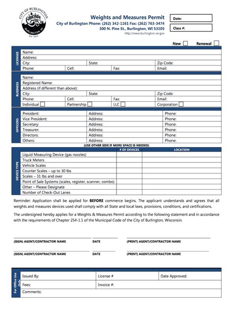 Fillable Online Weights And Measures Permit City Of Burlington Phone