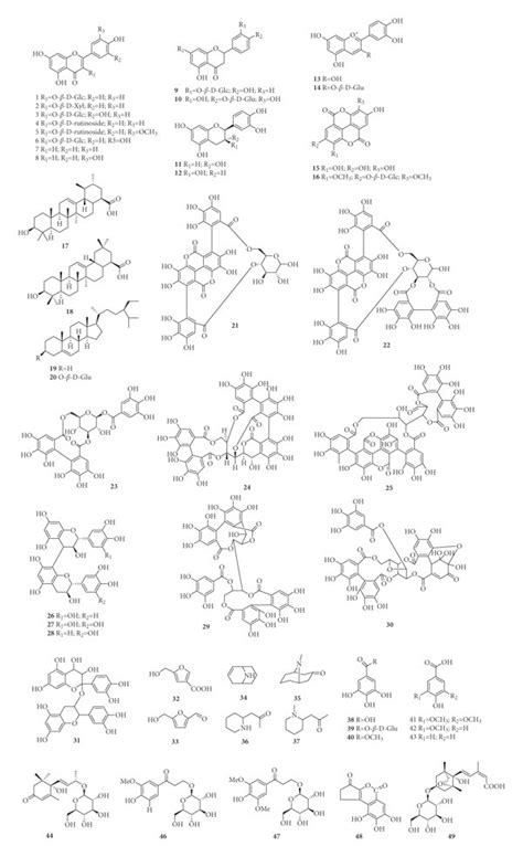 Chemical Structures Of Reported Compounds From Pomegranate Peels