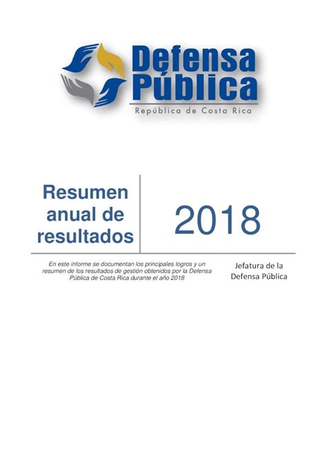 PDF Resumen Anual De Resultados Informe De Labores 2018 Resumen