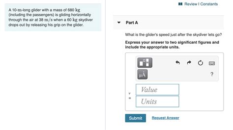 Solved A Review Constants A 10 M Long Glider With A Mass