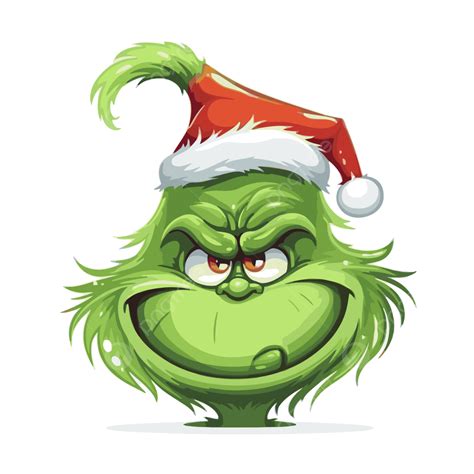 Grinch Face Vector, Sticker Clipart Grinch Cartoon Isolated On White Background, Sticker ...