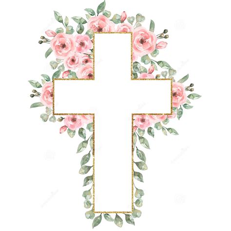 First Communion Cross With Pink Flowers