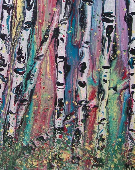 Aspen Tree Paintings Aspen Whimsy Iv Original Cntemporary Abstract Aspen Tree Paintings