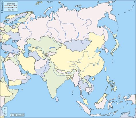 Mapa Político De Asia En Blanco