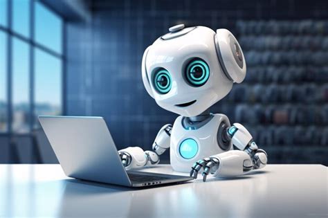 Premium Photo | Cute artificial intelligence robot with notebook ai ...