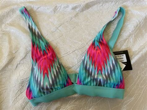 Body Glove Union Fixed Triangle Deep V Turquoise Bikini Top Wide Straps Sz S EBay