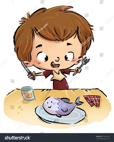 Child Eating Fish Stock Photo 377619166 Shutterstock