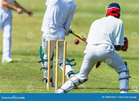 Cricket Action Bowler Batsman Wicket Keeper Editorial Photography