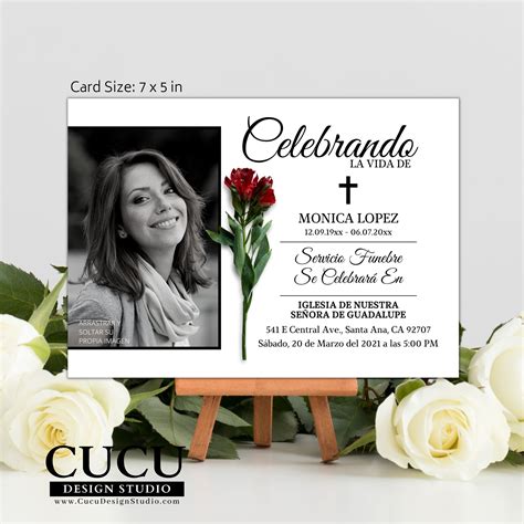 Spanish Funeral Announcement Card Funeral Invite Template Funeral