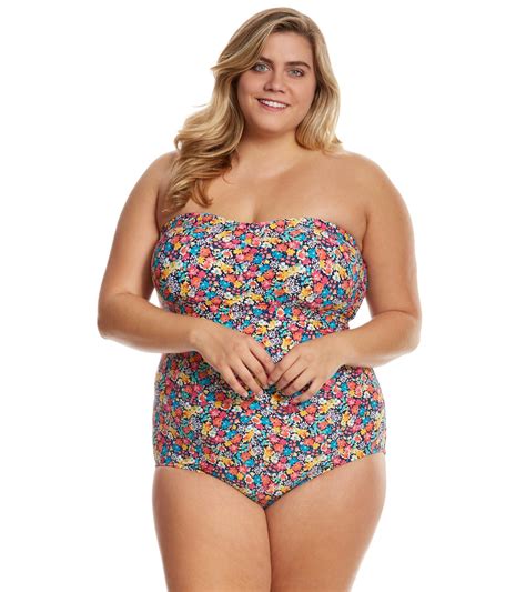 Anne Cole Signature Plus Size Budding Romance Shirred Bandeau One Piece Swimsuit At Swimoutlet