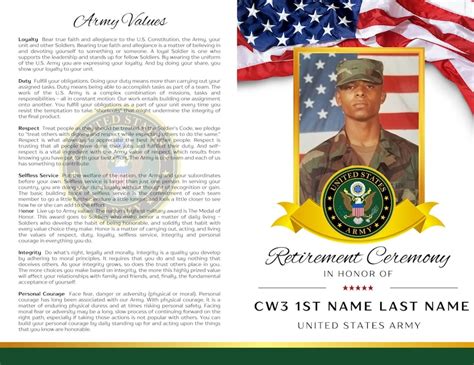 Army Retirement Ceremony Program Canva Template Army Values Etsy