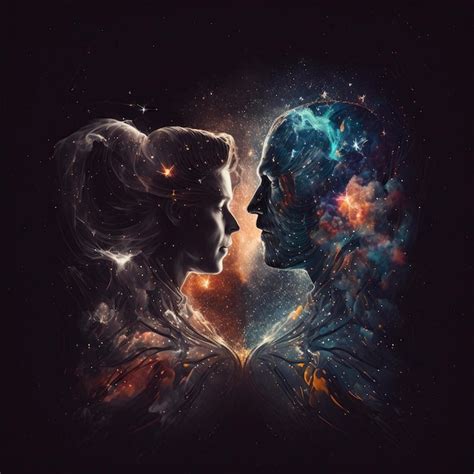 Amor C Smico Una Pareja Abraz Ndose En Un Universo Estrellado Foto