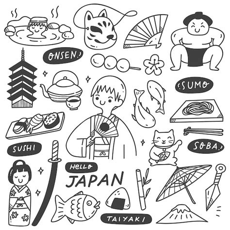 Premium Vector Japan Culture Doodle Set