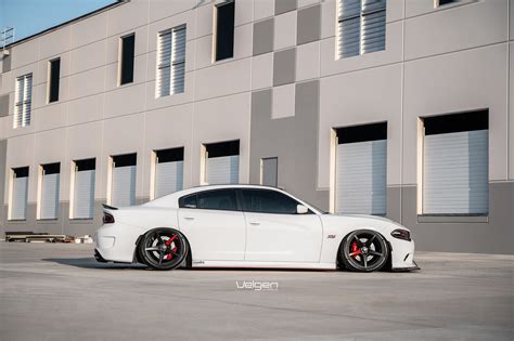 Stanced Out White Charger Sports Custom Velgen Wheels — Gallery