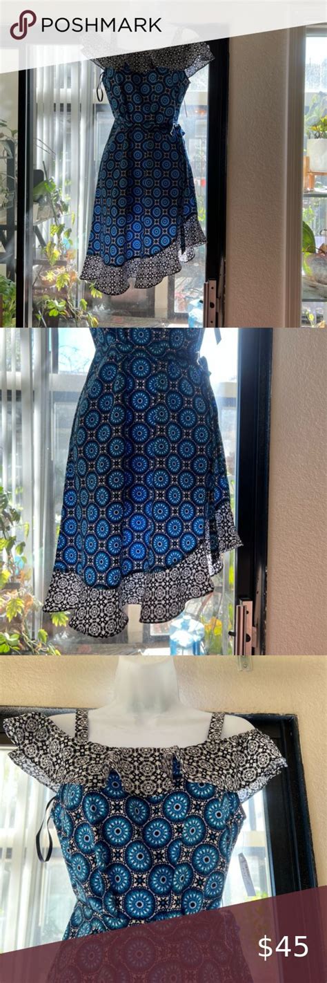 Beautiful Blue Dressbarn Dress Black And White Frill Dress Barn