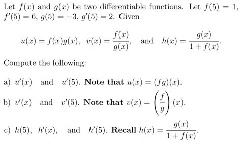 Solved Let F X And G X Be Two Differentiable Functions