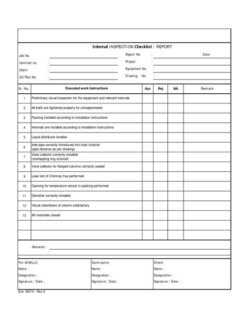 Internal INSPECTION Checklist REPORT | PDF