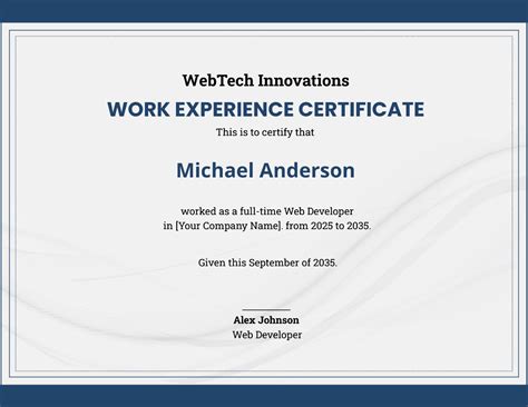 Free Sample Company Experience Certificate Template Edit Online