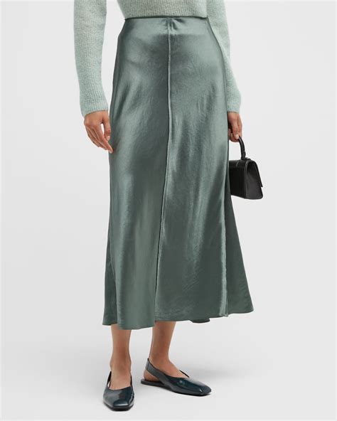 Vince Raw Edge Paneled Midi Slip Skirt Neiman Marcus