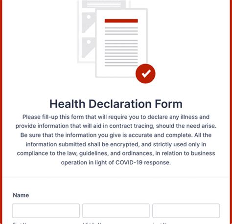 Health Declaration Form Printable Forms Free Online